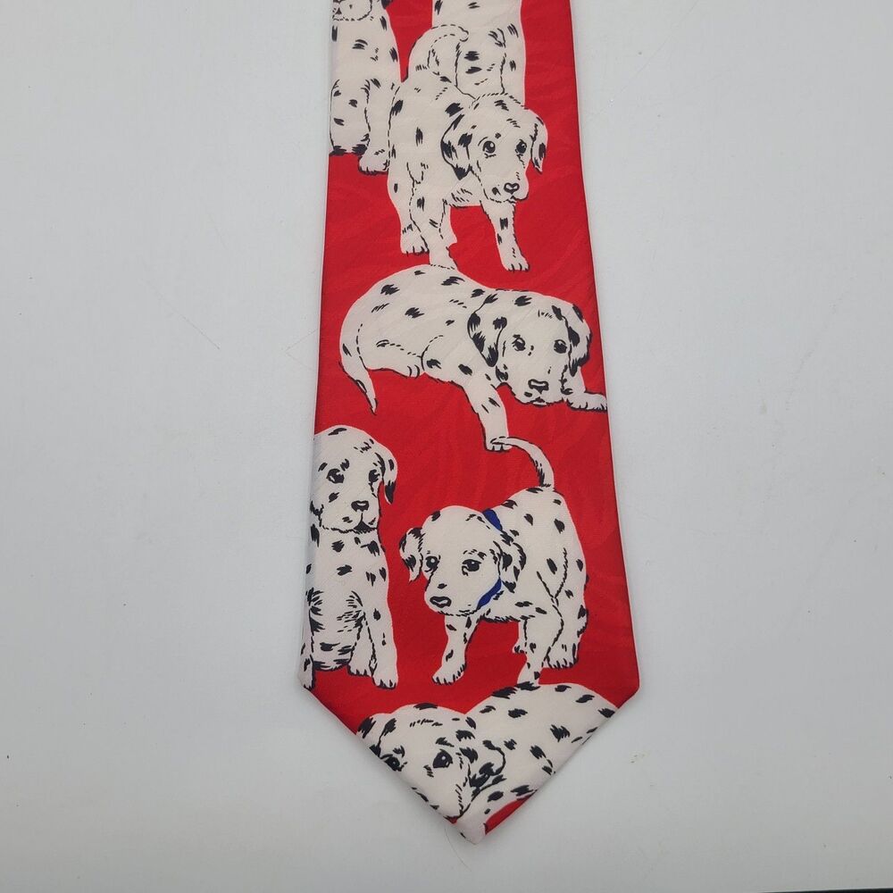 101 DALMATIANS 56"x4" Mens Neck Tie Disney Dogs Puppies Red Novelty
